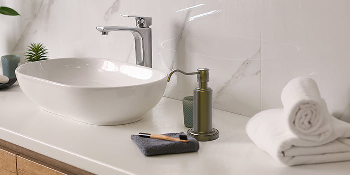 Vanity top brass soap dispenser