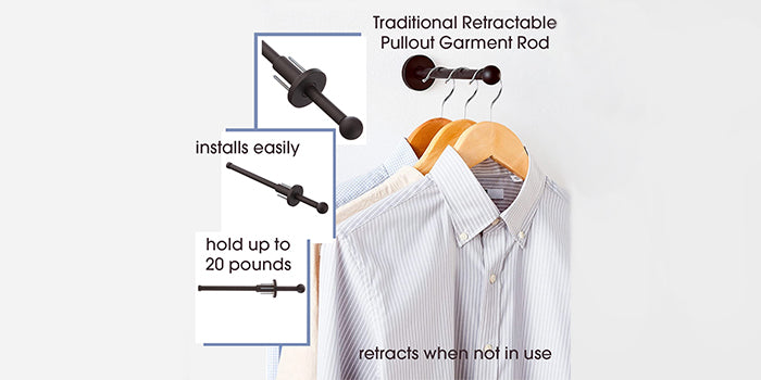 Allied Brass Traditional Retractable Pullout Garment Rod