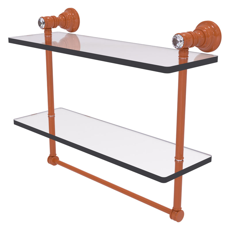 Carolina Crystal Collection Double Glass Shelf with Towel Bar