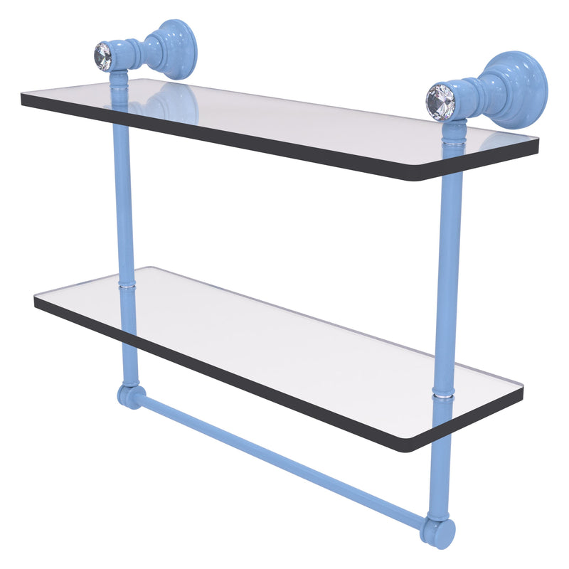 Carolina Crystal Collection Double Glass Shelf with Towel Bar