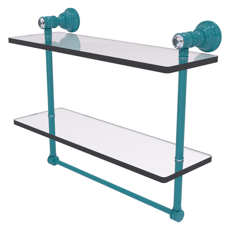 Carolina Crystal Collection Double Glass Shelf with Towel Bar