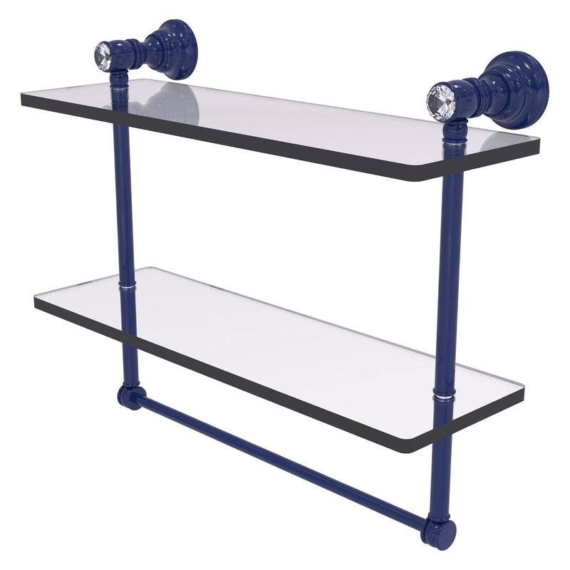 Carolina Crystal Collection Double Glass Shelf with Towel Bar