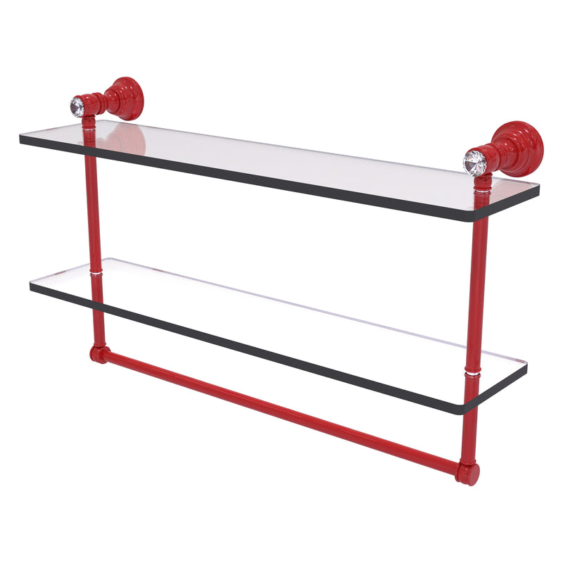 Carolina Crystal Collection Double Glass Shelf with Towel Bar