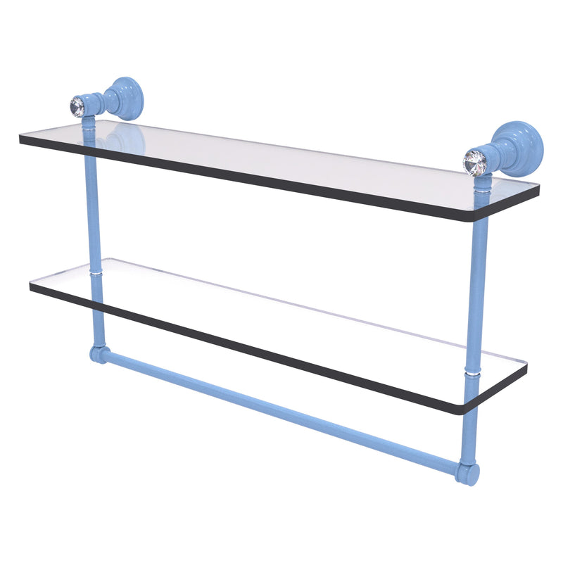 Carolina Crystal Collection Double Glass Shelf with Towel Bar