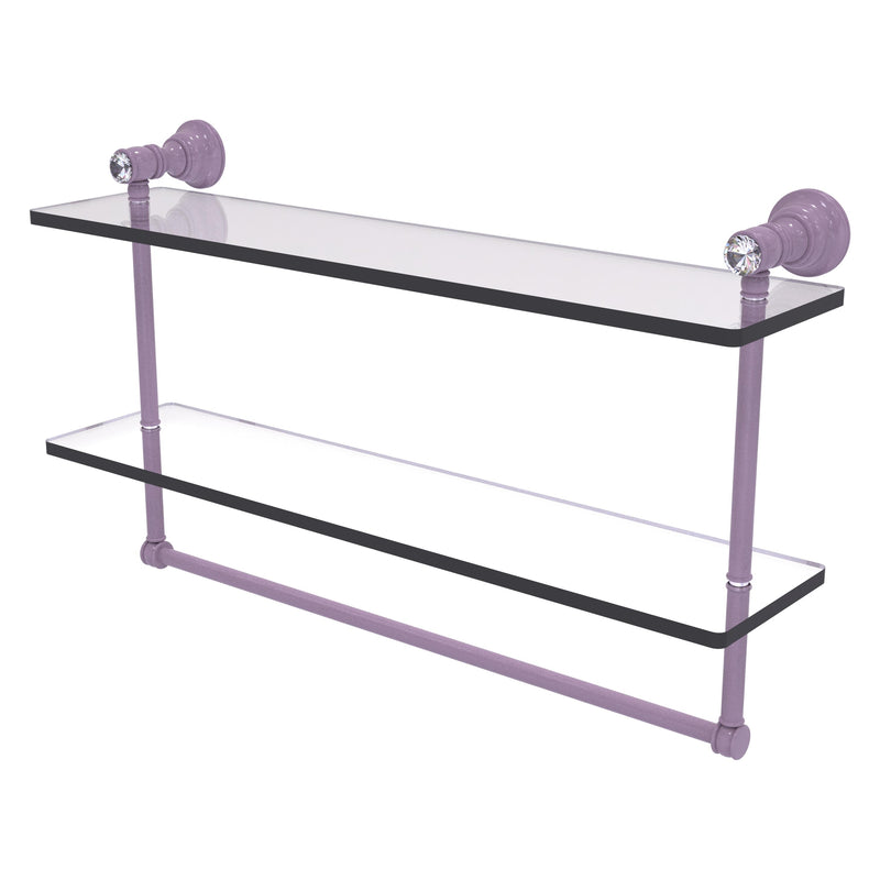 Carolina Crystal Collection Double Glass Shelf with Towel Bar