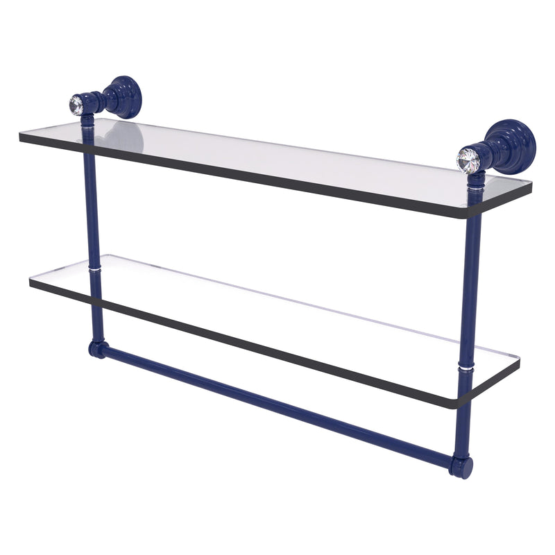 Carolina Crystal Collection Double Glass Shelf with Towel Bar