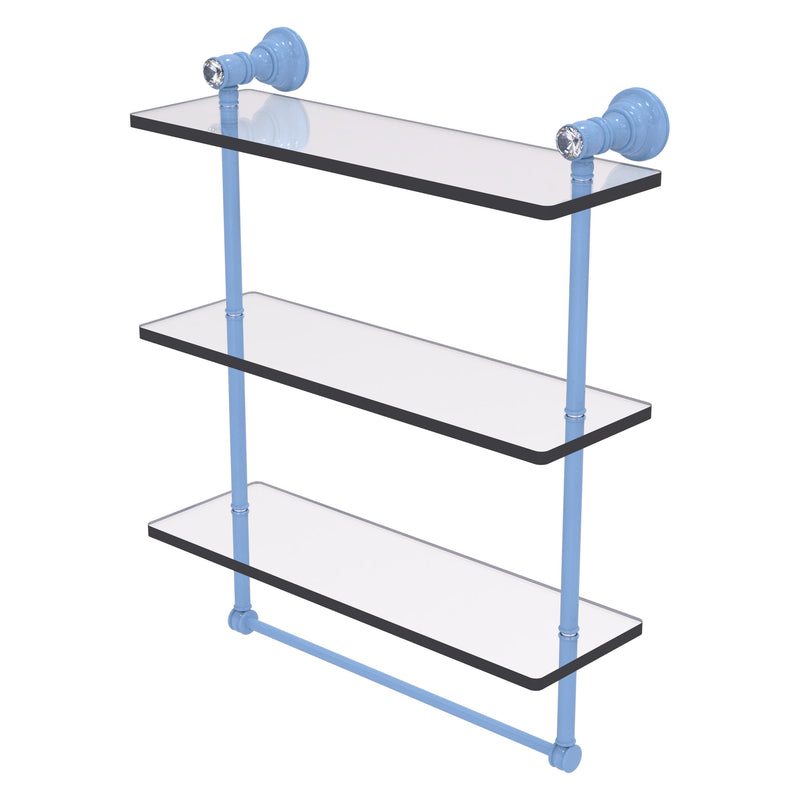 Carolina Crystal Collection Triple Glass Shelf with Towel Bar