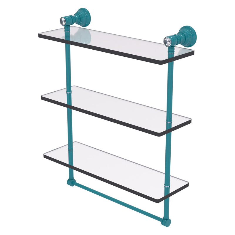 Carolina Crystal Collection Triple Glass Shelf with Towel Bar