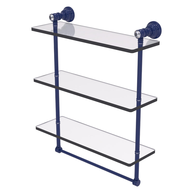 Carolina Crystal Collection Triple Glass Shelf with Towel Bar