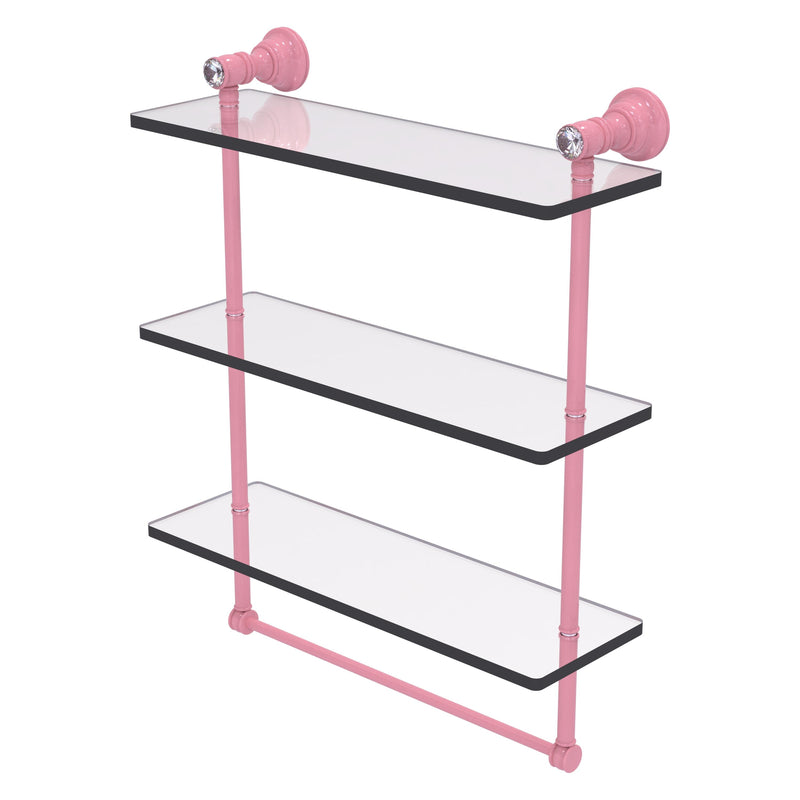 Carolina Crystal Collection Triple Glass Shelf with Towel Bar