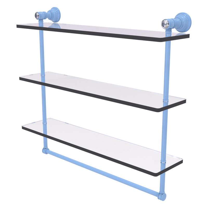 Carolina Crystal Collection Triple Glass Shelf with Towel Bar