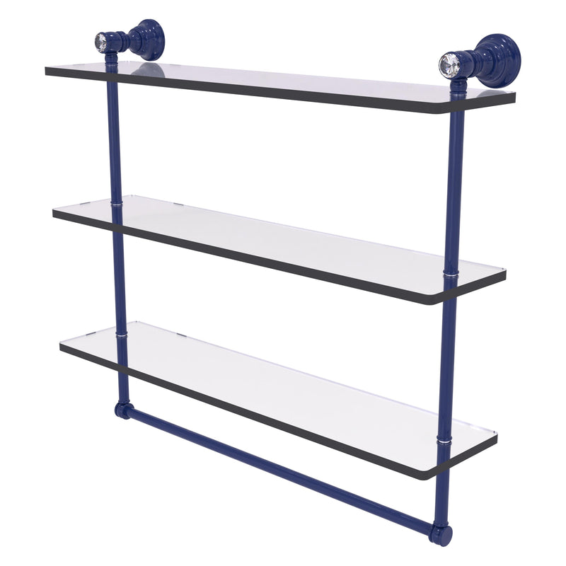 Carolina Crystal Collection Triple Glass Shelf with Towel Bar