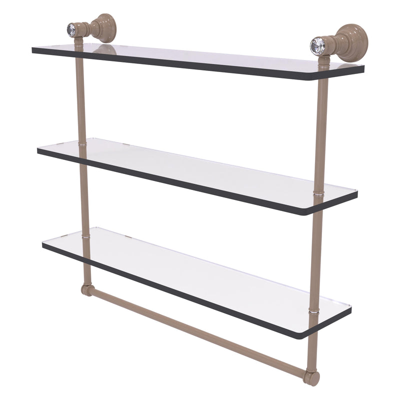 Carolina Crystal Collection Triple Glass Shelf with Towel Bar