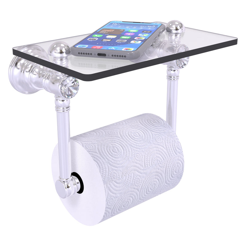 Carolina Crystal 2 Post Toilet Paper Holder with Glass Shelf