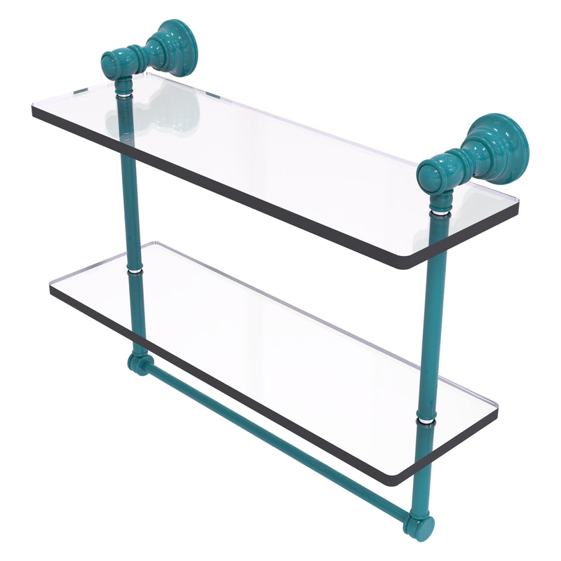 Carolina Collection Double Glass Shelf with Towel Bar