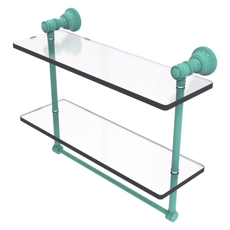 Carolina Collection Double Glass Shelf with Towel Bar