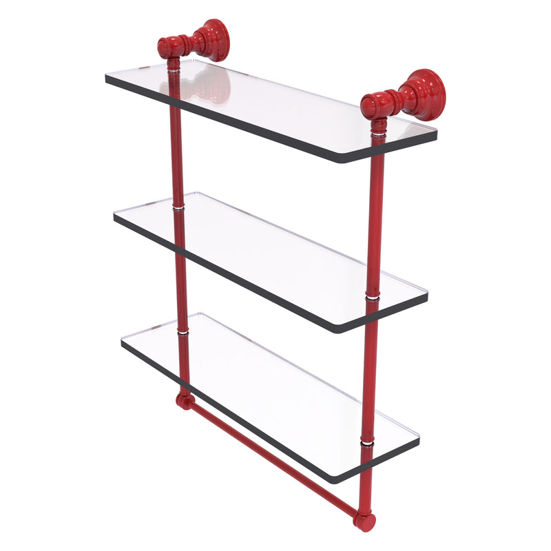 Carolina Collection Triple Glass Shelf with Towel Bar