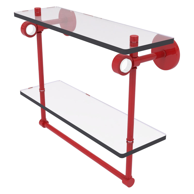 Clearview Collection Double Glass Vanity Shelf  with Integrated Towel Bar with Smooth Accents