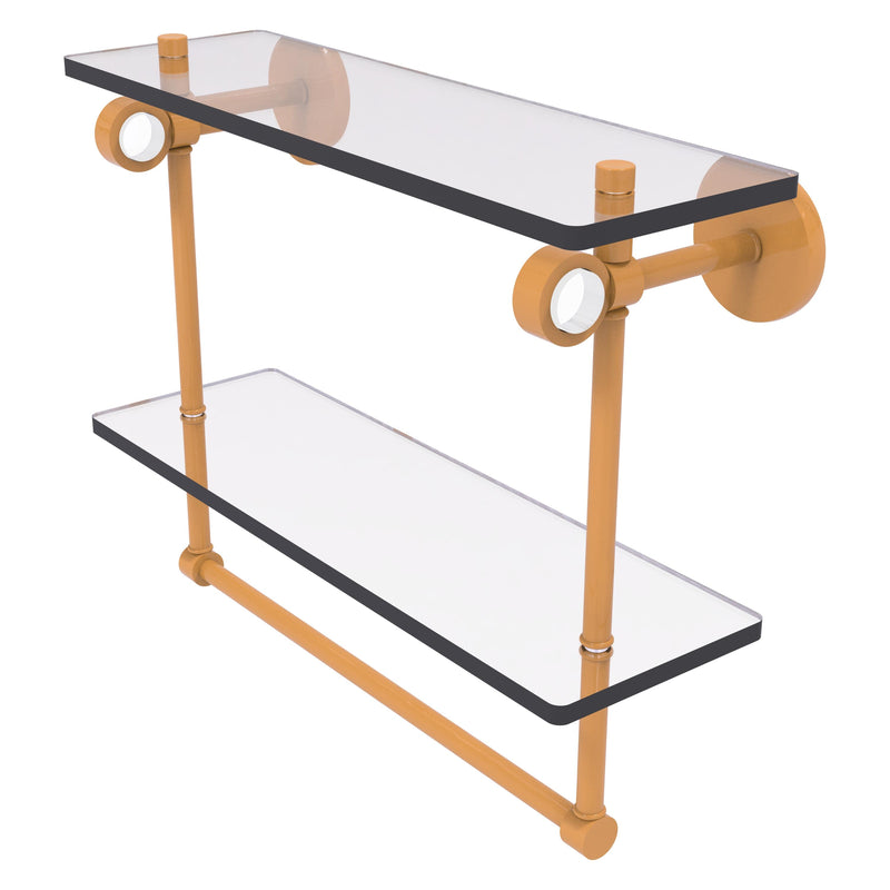 Clearview Collection Double Glass Vanity Shelf  with Integrated Towel Bar with Smooth Accents