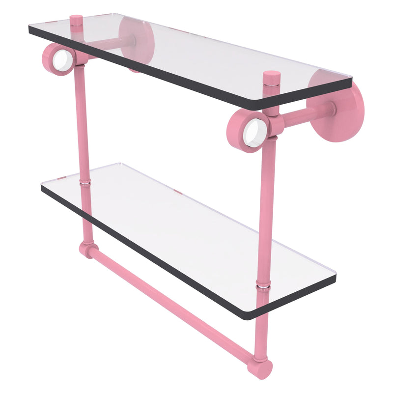 Clearview Collection Double Glass Vanity Shelf  with Integrated Towel Bar with Smooth Accents