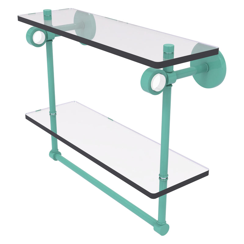 Clearview Collection Double Glass Vanity Shelf  with Integrated Towel Bar with Smooth Accents