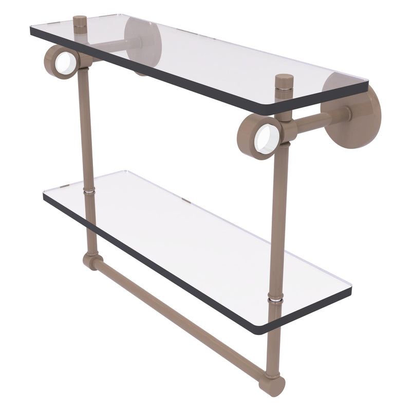 Clearview Collection Double Glass Vanity Shelf  with Integrated Towel Bar with Smooth Accents