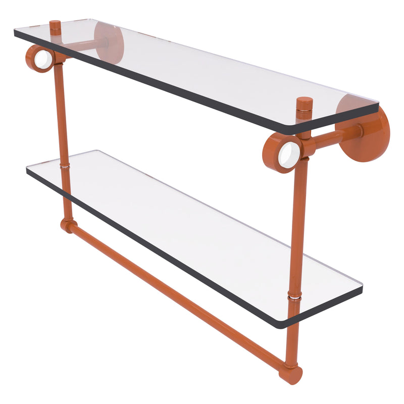 Clearview Collection Double Glass Vanity Shelf  with Integrated Towel Bar with Smooth Accents