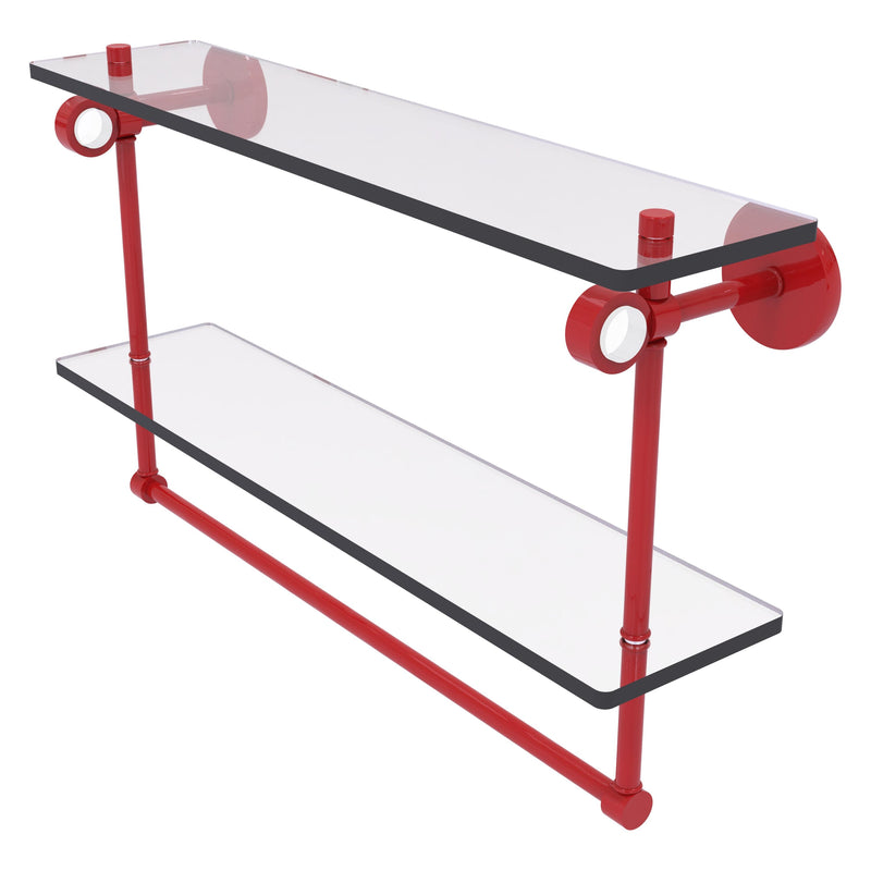 Clearview Collection Double Glass Vanity Shelf  with Integrated Towel Bar with Smooth Accents