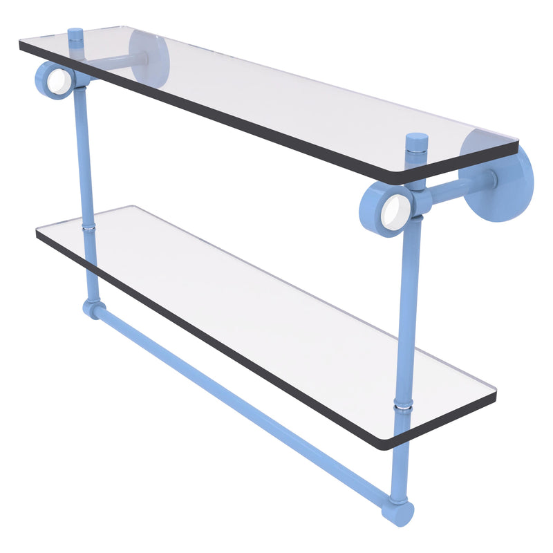 Clearview Collection Double Glass Vanity Shelf  with Integrated Towel Bar with Smooth Accents