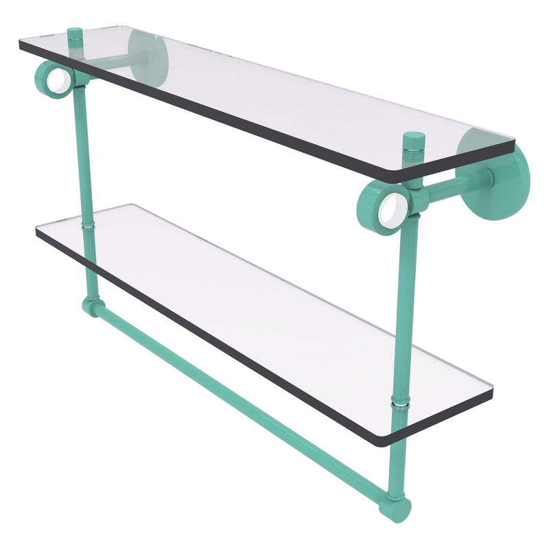 Clearview Collection Double Glass Vanity Shelf  with Integrated Towel Bar with Smooth Accents