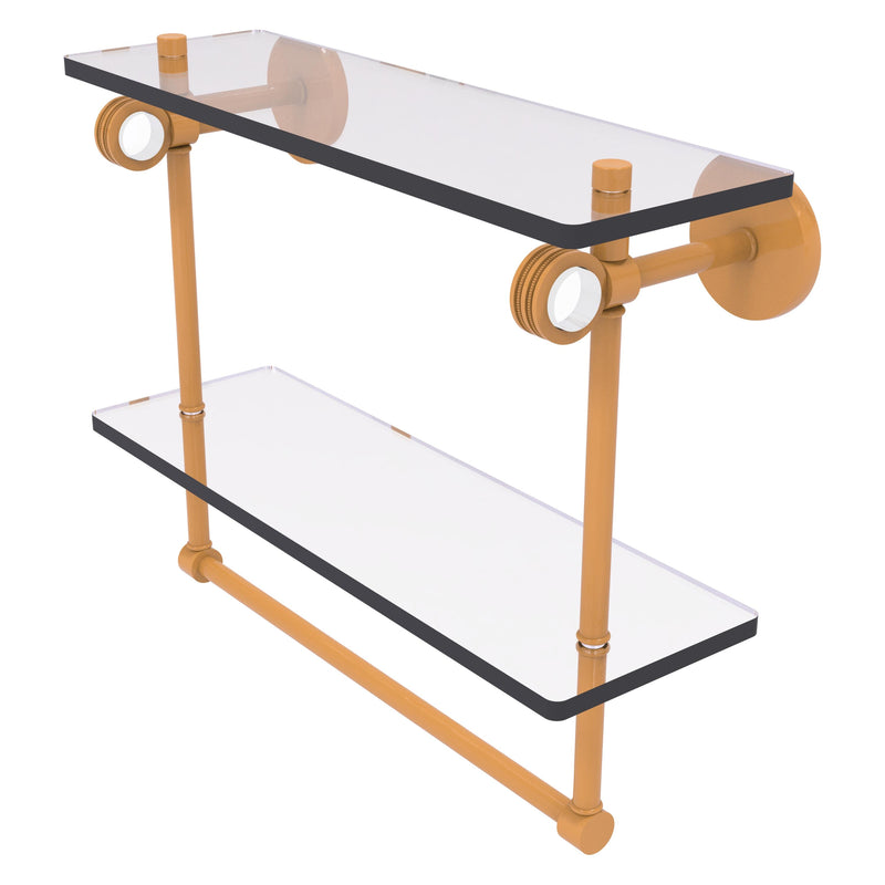 Clearview Collection Double Glass Vanity Shelf  with Integrated Towel Bar with Dotted Accents