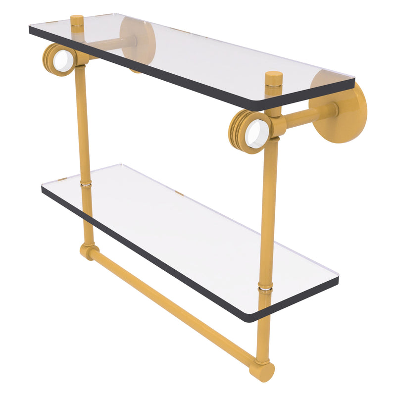 Clearview Collection Double Glass Vanity Shelf  with Integrated Towel Bar with Dotted Accents