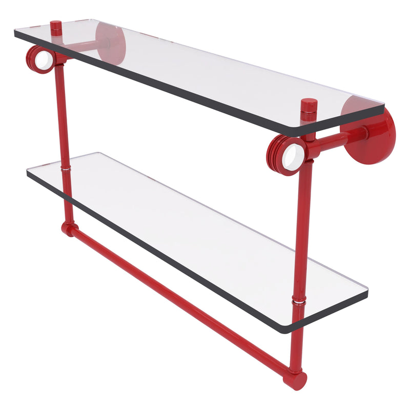 Clearview Collection Double Glass Vanity Shelf  with Integrated Towel Bar with Dotted Accents