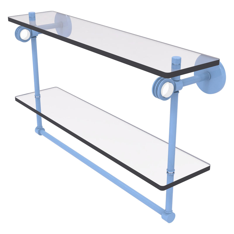 Clearview Collection Double Glass Vanity Shelf  with Integrated Towel Bar with Dotted Accents