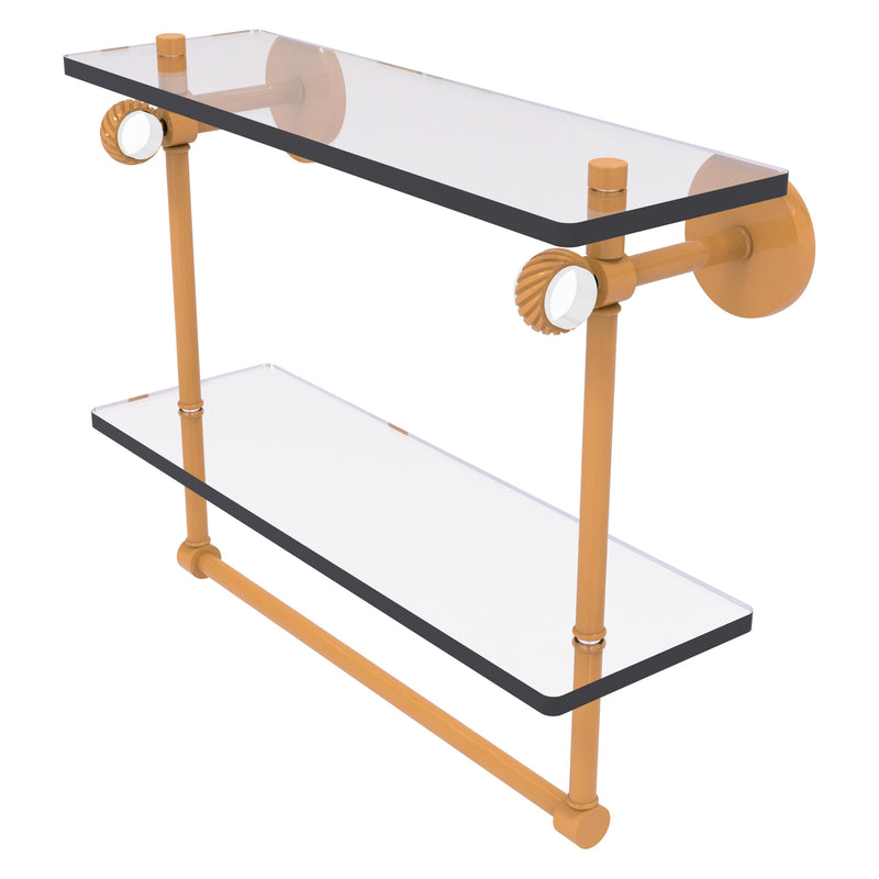 Clearview Collection Double Glass Vanity Shelf  with Integrated Towel Bar with Twisted Accents