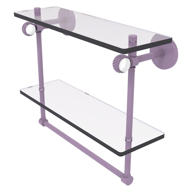 Clearview Collection Double Glass Vanity Shelf  with Integrated Towel Bar with Twisted Accents