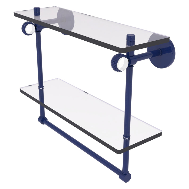 Clearview Collection Double Glass Vanity Shelf  with Integrated Towel Bar with Twisted Accents