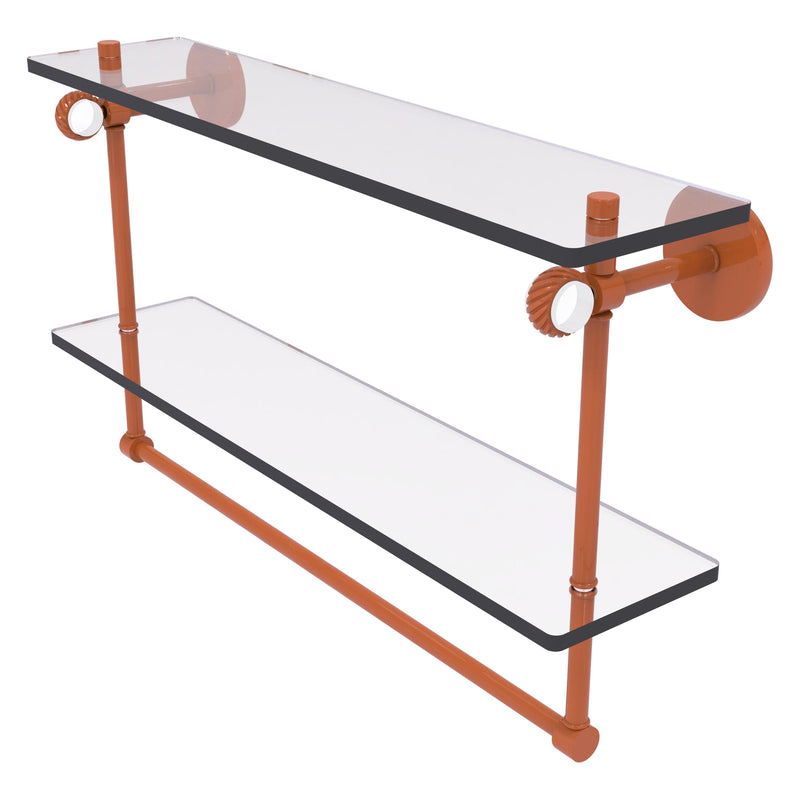 Clearview Collection Double Glass Vanity Shelf  with Integrated Towel Bar with Twisted Accents