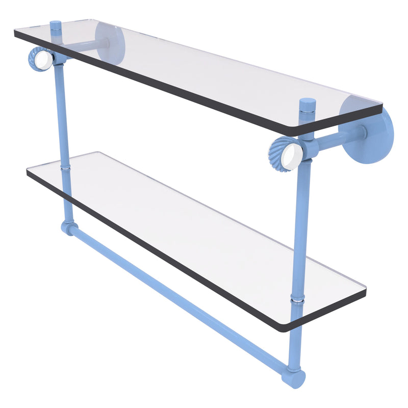 Clearview Collection Double Glass Vanity Shelf  with Integrated Towel Bar with Twisted Accents