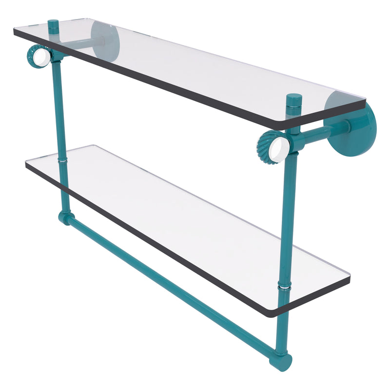 Clearview Collection Double Glass Vanity Shelf  with Integrated Towel Bar with Twisted Accents