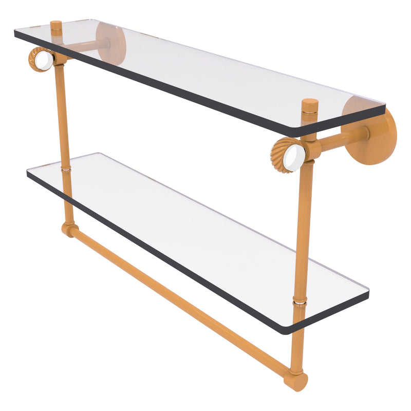 Clearview Collection Double Glass Vanity Shelf  with Integrated Towel Bar with Twisted Accents