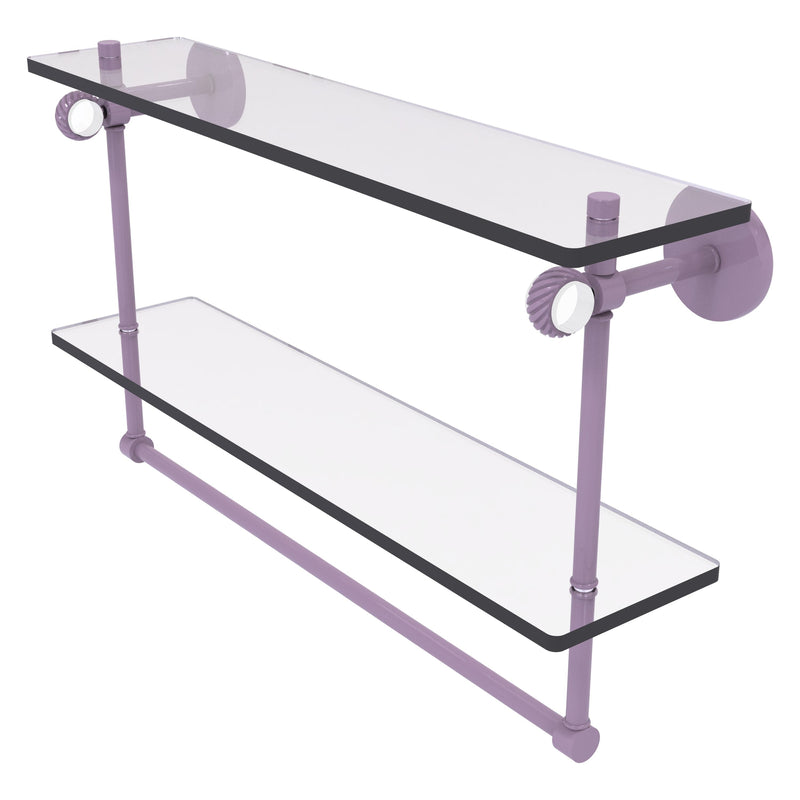 Clearview Collection Double Glass Vanity Shelf  with Integrated Towel Bar with Twisted Accents