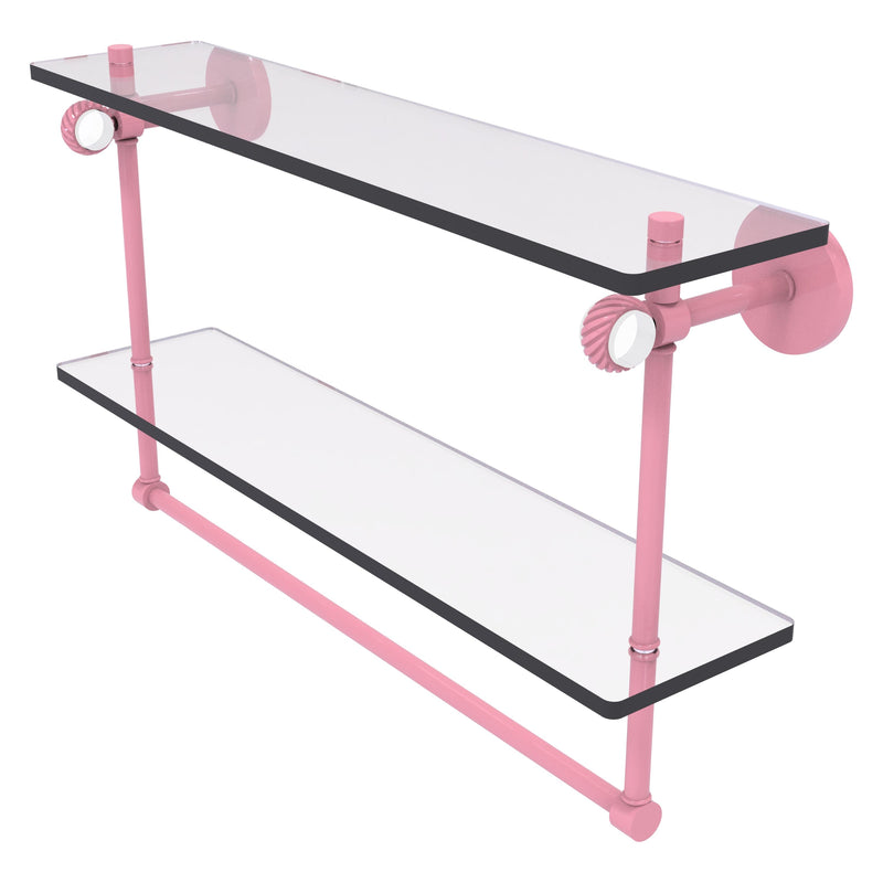 Clearview Collection Double Glass Vanity Shelf  with Integrated Towel Bar with Twisted Accents