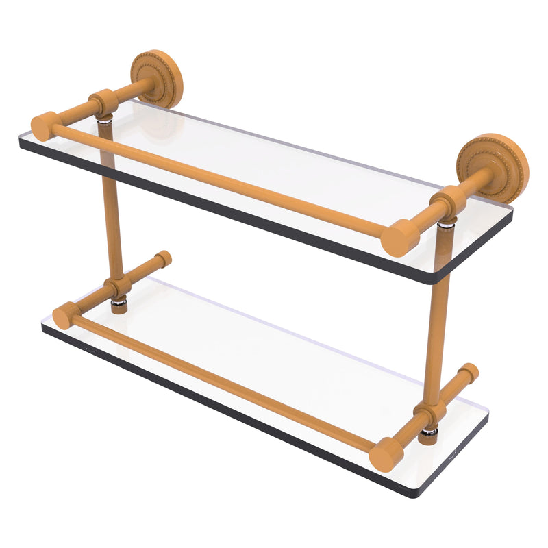 Dottingham Collection Double Glass Shelf with Gallery Rail