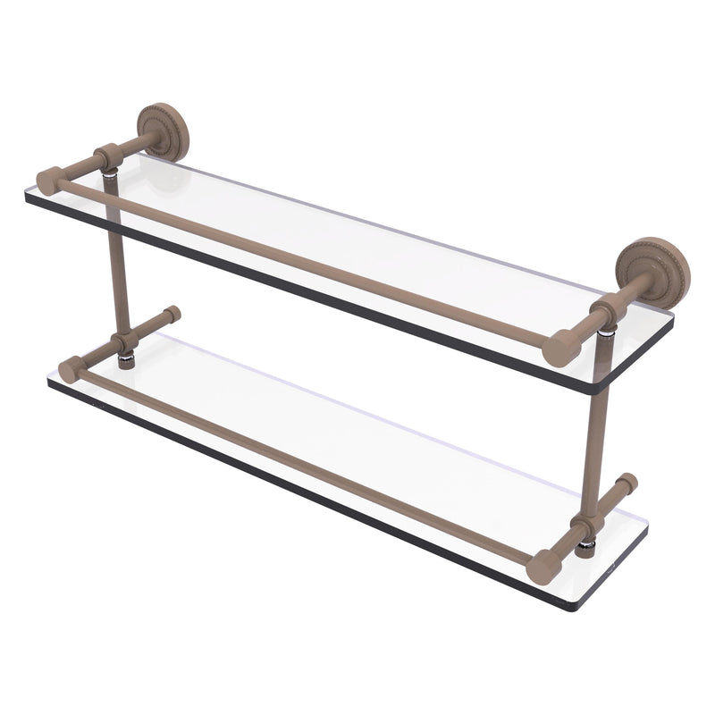 Dottingham Collection Double Glass Shelf with Gallery Rail