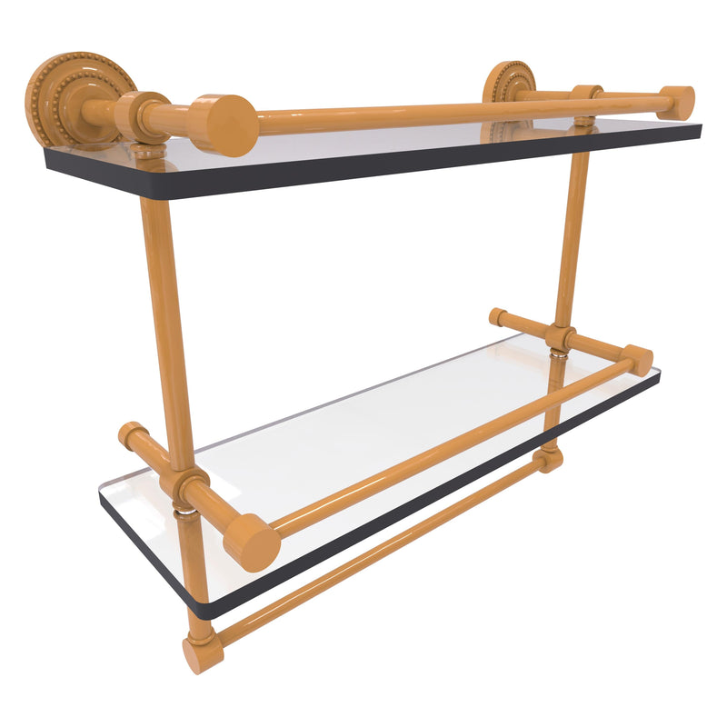 Dottingham Collection Gallery Rail Double Glass Shelf with Towel Bar