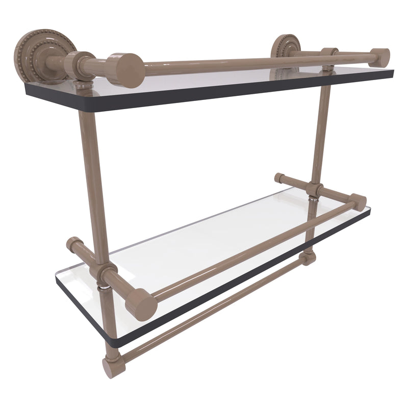 Dottingham Collection Gallery Rail Double Glass Shelf with Towel Bar