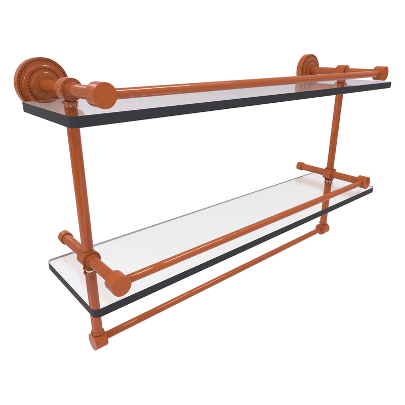 Dottingham Collection Gallery Rail Double Glass Shelf with Towel Bar