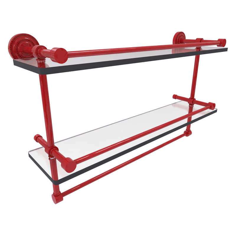 Dottingham Collection Gallery Rail Double Glass Shelf with Towel Bar