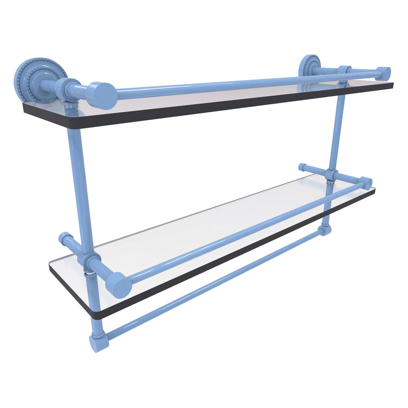 Dottingham Collection Gallery Rail Double Glass Shelf with Towel Bar